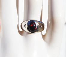 Load image into Gallery viewer, Vintage 1960&#39;s SIGNED ORANGE/RED &amp; GREEN Opal &amp; Diamond 10k Solid White Gold Ladies Cocktail Ring