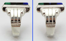 Load image into Gallery viewer, Antique 1920&#39;s Art Deco Natural Lapis Malachite &amp; Onyx Intarsia Inlay 10k Solid White Gold Mens Ring