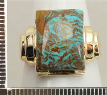 Load image into Gallery viewer, Antique 1920&#39;s Art Deco Natural RARE SWIRLING MATRIX Kingman Mine Turquoise 10k Solid Gold Mens Ring