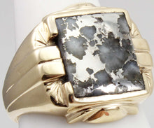 Load image into Gallery viewer, Antique 1920&#39;s Art Deco VERY RARE Natural Silver Ore in Quartz 10k Solid Yellow Gold Men&#39;s Ring