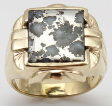 Load image into Gallery viewer, Antique 1920&#39;s Art Deco VERY RARE Natural Silver Ore in Quartz 10k Solid Yellow Gold Men&#39;s Ring