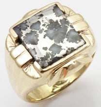 Load image into Gallery viewer, Antique 1920&#39;s Art Deco VERY RARE Natural Silver Ore in Quartz 10k Solid Yellow Gold Men&#39;s Ring