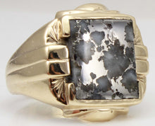 Load image into Gallery viewer, Antique 1920&#39;s Art Deco VERY RARE Natural Silver Ore in Quartz 10k Solid Yellow Gold Men&#39;s Ring