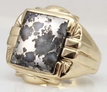 Load image into Gallery viewer, Antique 1920&#39;s Art Deco VERY RARE Natural Silver Ore in Quartz 10k Solid Yellow Gold Men&#39;s Ring