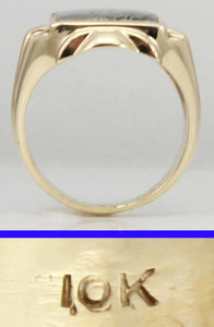 Antique 1920's Art Deco VERY RARE Natural Silver Ore in Quartz 10k Solid Yellow Gold Men's Ring