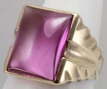 Load image into Gallery viewer, Antique 1920&#39;s Art Deco LARGE 12ct Fuchsia Sapphire 10k Solid Yellow Gold Men&#39;s Ring