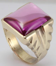 Load image into Gallery viewer, Antique 1920&#39;s Art Deco LARGE 12ct Fuchsia Sapphire 10k Solid Yellow Gold Men&#39;s Ring