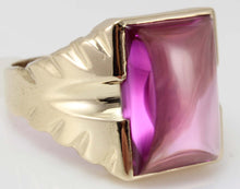 Load image into Gallery viewer, Antique 1920&#39;s Art Deco LARGE 12ct Fuchsia Sapphire 10k Solid Yellow Gold Men&#39;s Ring