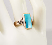 Load image into Gallery viewer, Antique Victorian RARE Natural Persian Turquoise Engraved 14k Solid Rose Gold Ladies Cocktail Ring