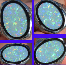 Load image into Gallery viewer, Antique SIGNED BELAIS of NY 1920&#39;s Art Deco Natural RAINBOW Opal 10k Solid White Gold Men&#39;s Ring