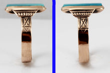 Load image into Gallery viewer, Antique Victorian RARE Natural Persian Turquoise Engraved 14k Solid Rose Gold Ladies Cocktail Ring