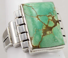 Load image into Gallery viewer, Antique 1920&#39;s Art Deco Ostby &amp; Barton LARGE RARE Natural #8 Mine Nevada Turquoise Silver Men&#39;s Ring