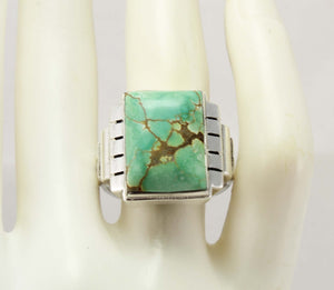 Antique 1920's Art Deco Ostby & Barton LARGE RARE Natural #8 Mine Nevada Turquoise Silver Men's Ring