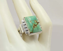 Load image into Gallery viewer, Antique 1920&#39;s Art Deco Ostby &amp; Barton LARGE RARE Natural #8 Mine Nevada Turquoise Silver Men&#39;s Ring