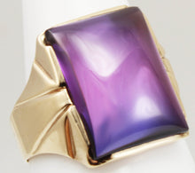 Load image into Gallery viewer, Antique 1920&#39;s Art Deco LARGE 12ct Purple Blue/Violet Color Shift Sapphire 10k Solid Gold Men&#39;s Ring