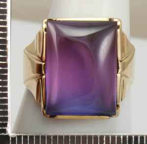 Antique 1920's Art Deco LARGE 12ct Purple Blue/Violet Color Shift Sapphire 10k Solid Gold Men's Ring