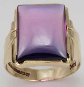 Antique 1920's Art Deco LARGE 12ct Purple Blue/Violet Color Shift Sapphire 10k Solid Gold Men's Ring