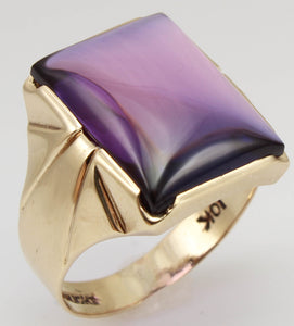 Antique 1920's Art Deco LARGE 12ct Purple Blue/Violet Color Shift Sapphire 10k Solid Gold Men's Ring