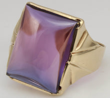 Load image into Gallery viewer, Antique 1920&#39;s Art Deco LARGE 12ct Purple Blue/Violet Color Shift Sapphire 10k Solid Gold Men&#39;s Ring