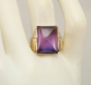 Antique 1920's Art Deco LARGE 12ct Purple Blue/Violet Color Shift Sapphire 10k Solid Gold Men's Ring