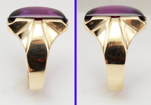 Antique 1920's Art Deco LARGE 12ct Purple Blue/Violet Color Shift Sapphire 10k Solid Gold Men's Ring