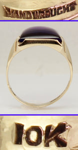 Antique 1920's Art Deco LARGE 12ct Purple Blue/Violet Color Shift Sapphire 10k Solid Gold Men's Ring