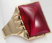 Load image into Gallery viewer, Antique 1920&#39;s Art Deco SIGNED Bock-Lewis Jewelry of NY LARGE 13ct Ruby 10k Solid Gold Men&#39;s Ring