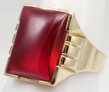 Load image into Gallery viewer, Antique 1920&#39;s Art Deco SIGNED Bock-Lewis Jewelry of NY LARGE 13ct Ruby 10k Solid Gold Men&#39;s Ring