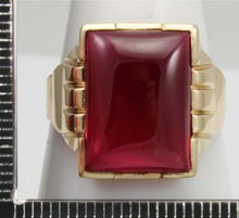 Load image into Gallery viewer, Antique 1920&#39;s Art Deco SIGNED Bock-Lewis Jewelry of NY LARGE 13ct Ruby 10k Solid Gold Men&#39;s Ring