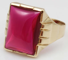 Load image into Gallery viewer, Antique 1920&#39;s Art Deco SIGNED Bock-Lewis Jewelry of NY LARGE 13ct Ruby 10k Solid Gold Men&#39;s Ring