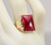 Load image into Gallery viewer, Antique 1920&#39;s Art Deco SIGNED Bock-Lewis Jewelry of NY LARGE 13ct Ruby 10k Solid Gold Men&#39;s Ring