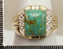 Load image into Gallery viewer, Antique 1920&#39;s Art Deco VERY RARE Birdseye Water Web Natural Turquoise Silver &amp; 10k Gold Men&#39;s Ring