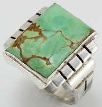 Load image into Gallery viewer, Antique Art Deco Ostby &amp; Barton LARGE RARE Natural #8 Mine Nevada Turquoise Solid Silver Men&#39;s Ring