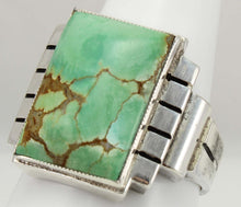 Load image into Gallery viewer, Antique Art Deco Ostby &amp; Barton LARGE RARE Natural #8 Mine Nevada Turquoise Solid Silver Men&#39;s Ring