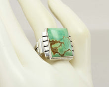 Load image into Gallery viewer, Antique Art Deco Ostby &amp; Barton LARGE RARE Natural #8 Mine Nevada Turquoise Solid Silver Men&#39;s Ring