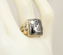 Load image into Gallery viewer, Antique Art Deco SIGNED Art Deco VERY RARE Silver Gold in Quartz &amp; Diamond 10k Solid Gold Men&#39;s Ring