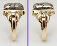 Load image into Gallery viewer, Antique Art Deco SIGNED Art Deco VERY RARE Silver Gold in Quartz &amp; Diamond 10k Solid Gold Men&#39;s Ring