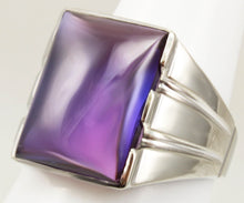 Load image into Gallery viewer, Antique 1920&#39;s Art Deco Purple to Blue/Violet Color Shift Sapphire 10k Solid White Gold Men&#39;s Ring