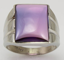 Load image into Gallery viewer, Antique 1920&#39;s Art Deco Purple to Blue/Violet Color Shift Sapphire 10k Solid White Gold Men&#39;s Ring