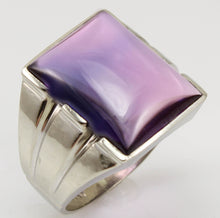 Load image into Gallery viewer, Antique 1920&#39;s Art Deco Purple to Blue/Violet Color Shift Sapphire 10k Solid White Gold Men&#39;s Ring