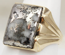 Load image into Gallery viewer, HEAVY Antique 1920&#39;s Art Deco RARE Natural Silver in Quartz 10k Solid Yellow Gold Men&#39;s Ring