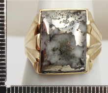 Load image into Gallery viewer, HEAVY Antique 1920&#39;s Art Deco RARE Natural Silver in Quartz 10k Solid Yellow Gold Men&#39;s Ring