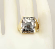 Load image into Gallery viewer, HEAVY Antique 1920&#39;s Art Deco RARE Natural Silver in Quartz 10k Solid Yellow Gold Men&#39;s Ring