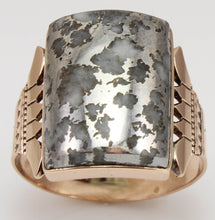 Load image into Gallery viewer, Antique c1890 RARE Natural Silver Ore in Quartz Engraved &amp; Milgrained 14k Solid Rose Gold Men&#39;s Ring