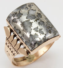 Load image into Gallery viewer, Antique c1890 RARE Natural Silver Ore in Quartz Engraved &amp; Milgrained 14k Solid Rose Gold Men&#39;s Ring