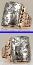 Load image into Gallery viewer, Antique c1890 RARE Natural Silver Ore in Quartz Engraved &amp; Milgrained 14k Solid Rose Gold Men&#39;s Ring