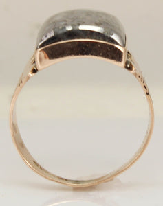 Antique c1890 RARE Natural Silver Ore in Quartz Engraved & Milgrained 14k Solid Rose Gold Men's Ring