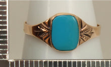 Load image into Gallery viewer, Antique Victorian RARE Natural Persian Turquoise Milgrained 14k Solid Rose Gold Ladies Cocktail Ring