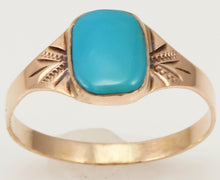 Load image into Gallery viewer, Antique Victorian RARE Natural Persian Turquoise Milgrained 14k Solid Rose Gold Ladies Cocktail Ring