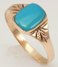 Load image into Gallery viewer, Antique Victorian RARE Natural Persian Turquoise Milgrained 14k Solid Rose Gold Ladies Cocktail Ring